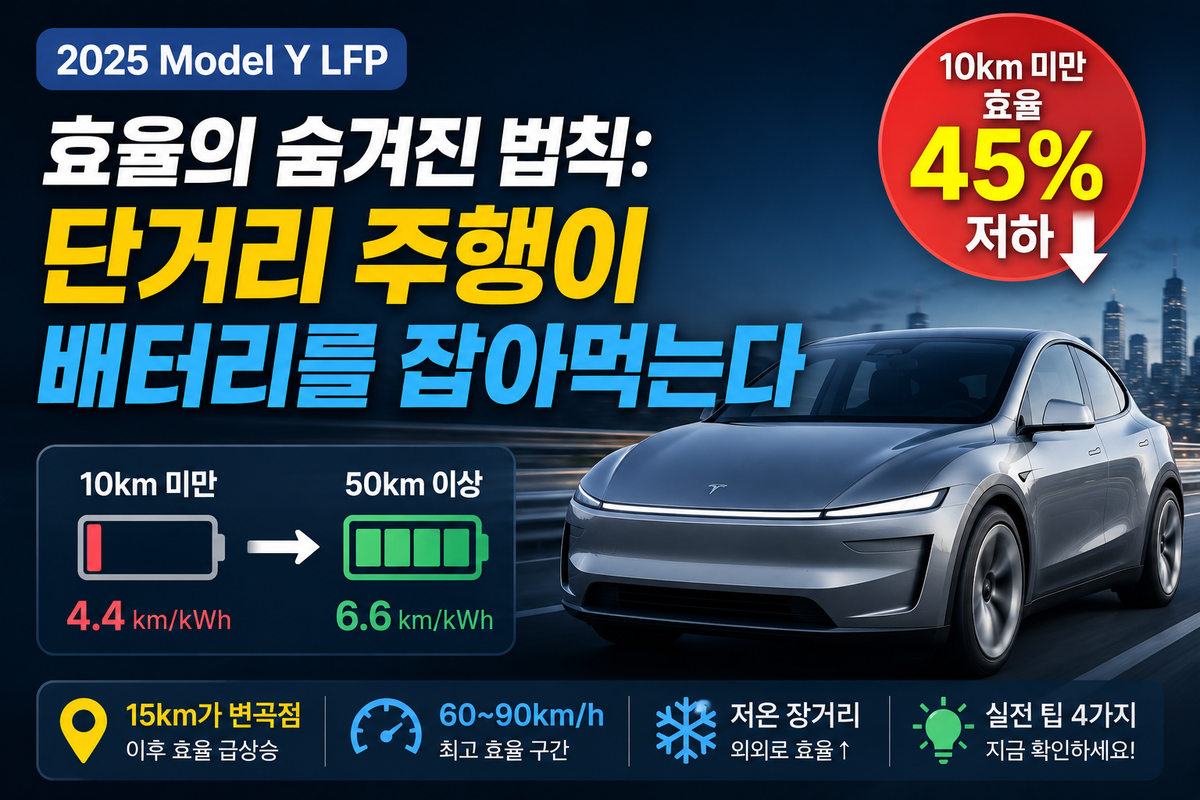 Tesla Model Y RWD 단거리 주행이 배터리를 잡아먹는다