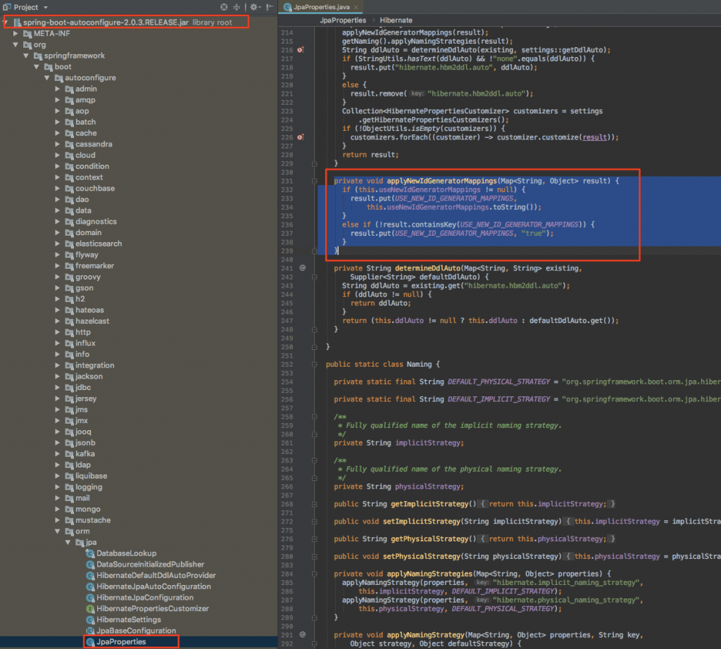 갈무리. 스프링 부트 2.0 코드 'hibernate.id.new_generator_mappings' 프로퍼티를 TRUE로 설정